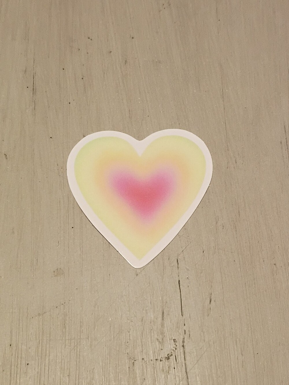 10/$10 Sticker Decal - Pink & Yellow Pastel Bright Glossy Heart - Brand New